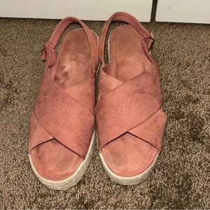 Loft brown faux suede wedge sandals sz 7.5